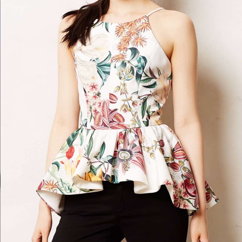 Anthropologie Floral Peplum Top